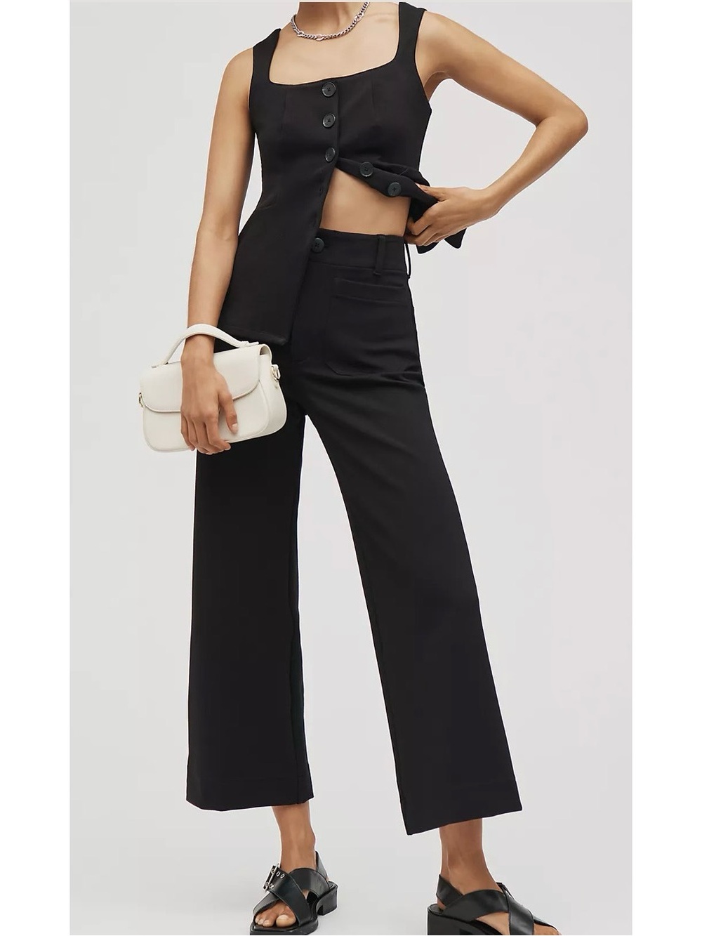 High-Waist Wide Leg Pants - Black